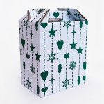 Caja de cartón automuntable de 6 botellas Navidad verde