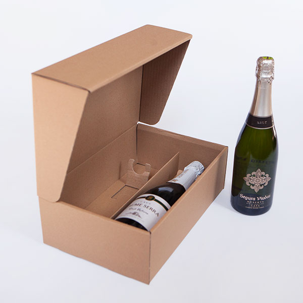 Caja de cartón automontable para 2 botellas C2AK